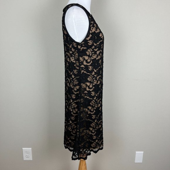 Karen Kane Dress Womens Medium Black Illusion Lace‎ A-Line Mini Cocktail Party - Picture 2 of 14